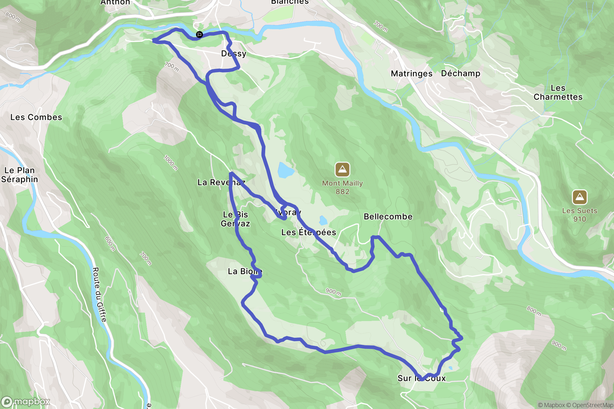 Mieussy : carte du parcours de randonnée - France
