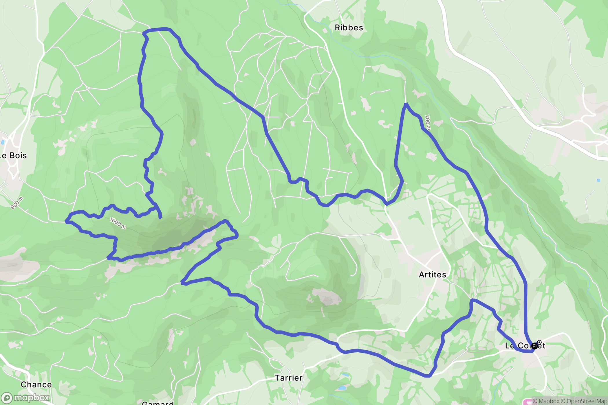 Retournac : carte du parcours de randonnée - France