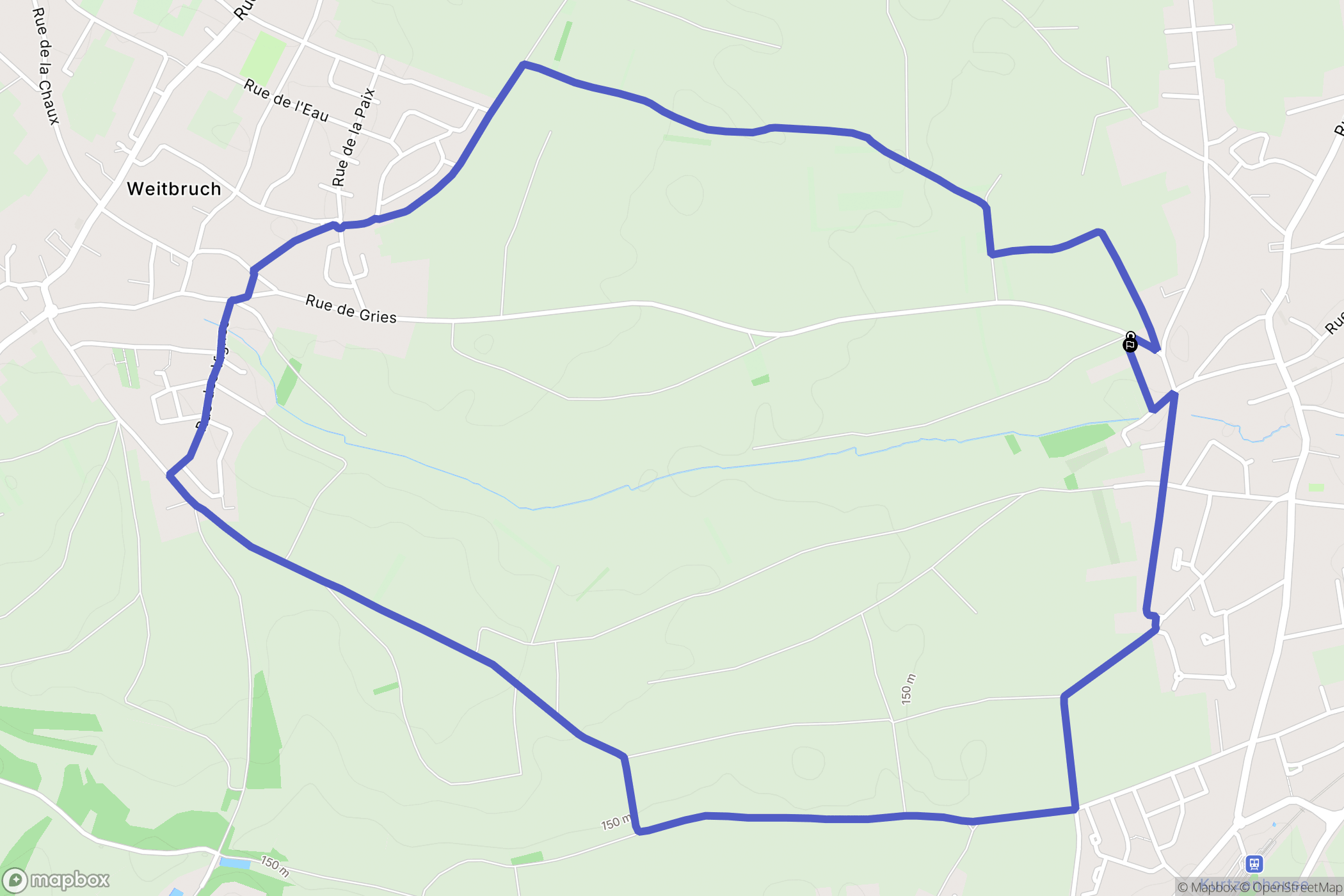 Gries : carte du parcours de randonnée - France