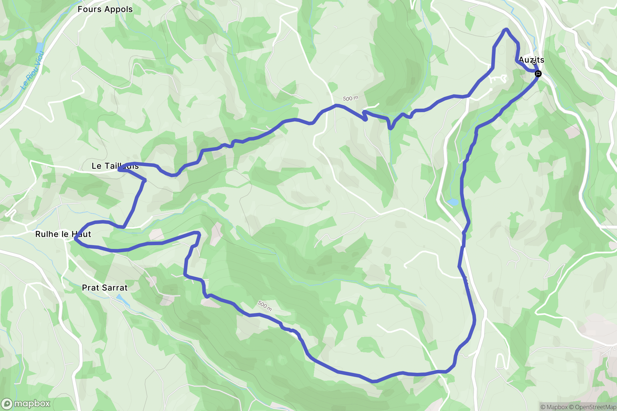Auzits : carte du parcours de randonnée - France