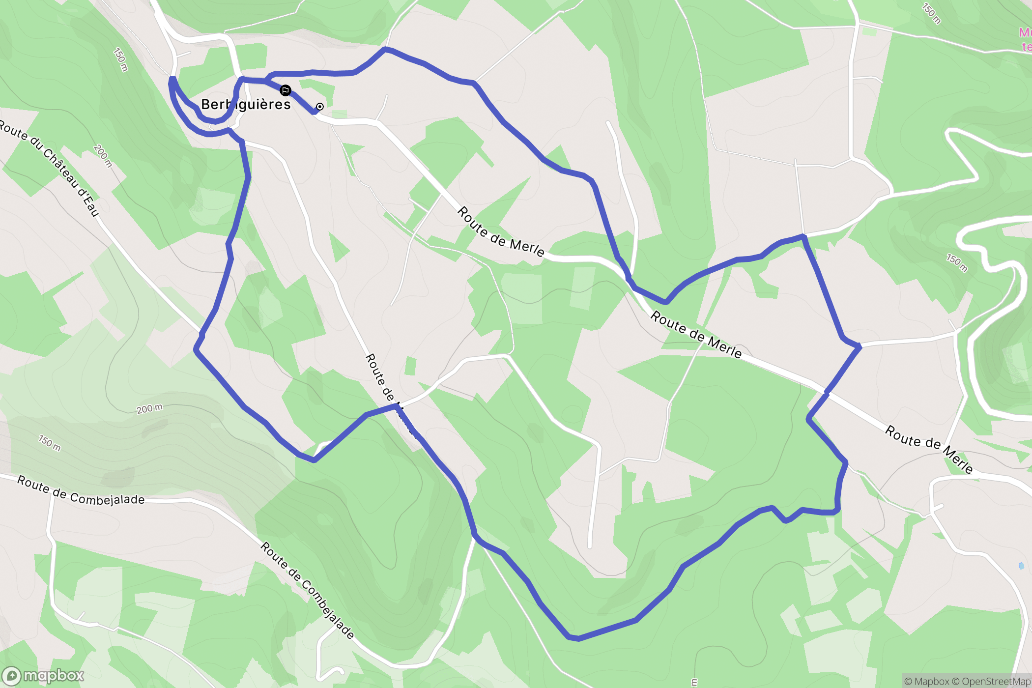 Berbiguières : carte du parcours de randonnée - France