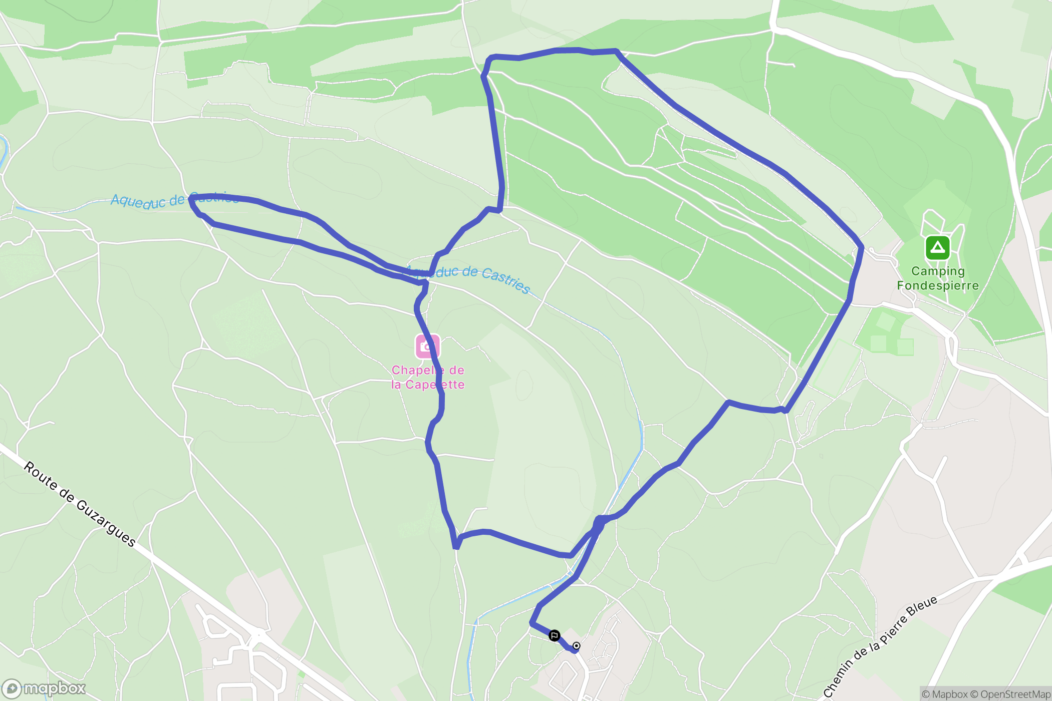 Castries : carte du parcours de randonnée - France