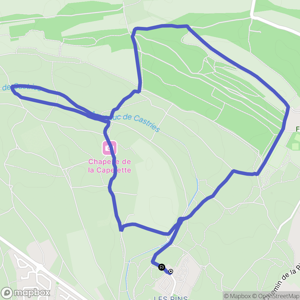 Castries : carte du parcours de randonnée - France