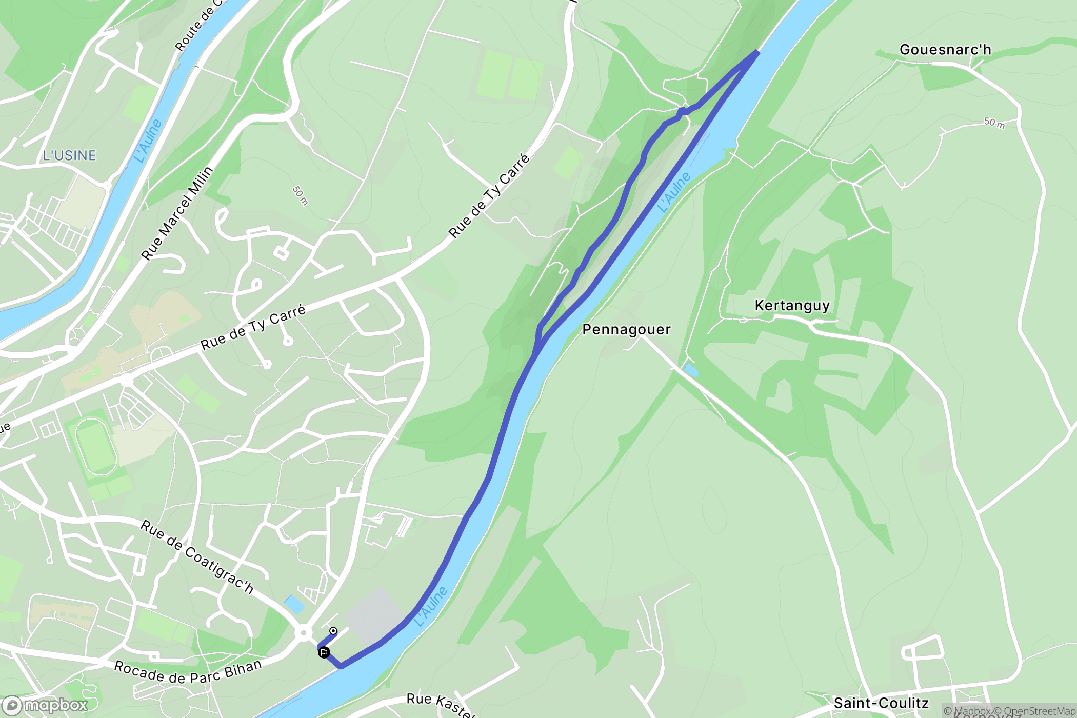 Chateaulin : carte du parcours de randonnée - France