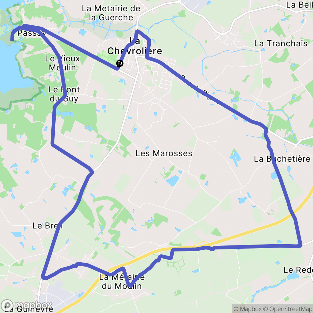 La Chevrolière : carte du parcours de randonnée - France