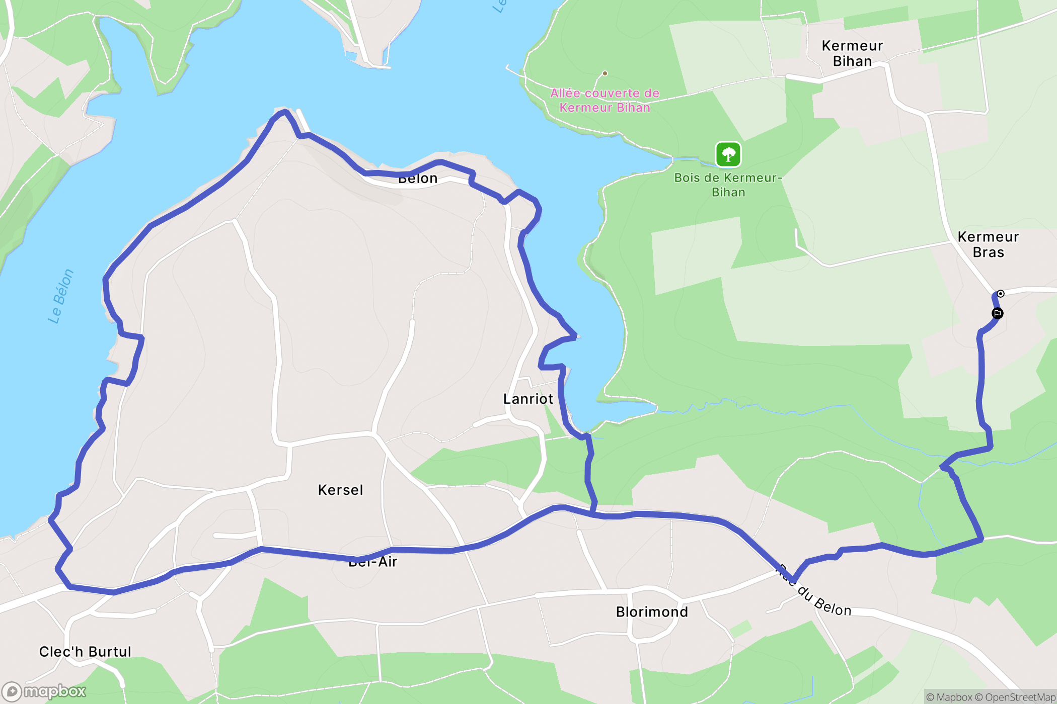 Moëlan-sur-Mer : carte du parcours de randonnée - France