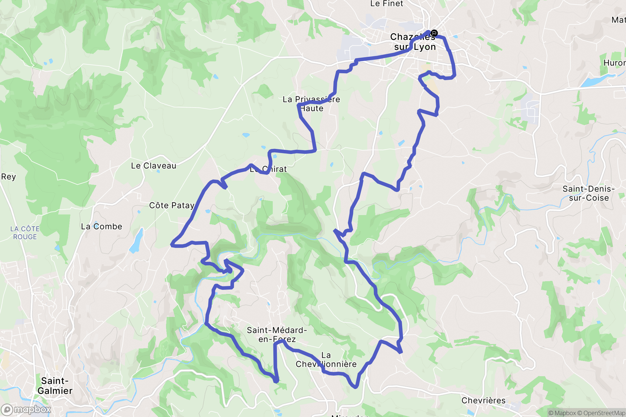 Chazelles-sur-Lyon : carte du parcours de randonnée - France