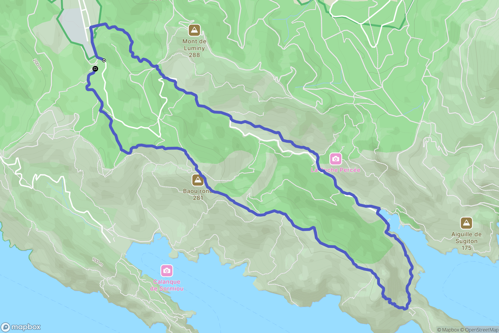 Marseille : carte du parcours de randonnée - France