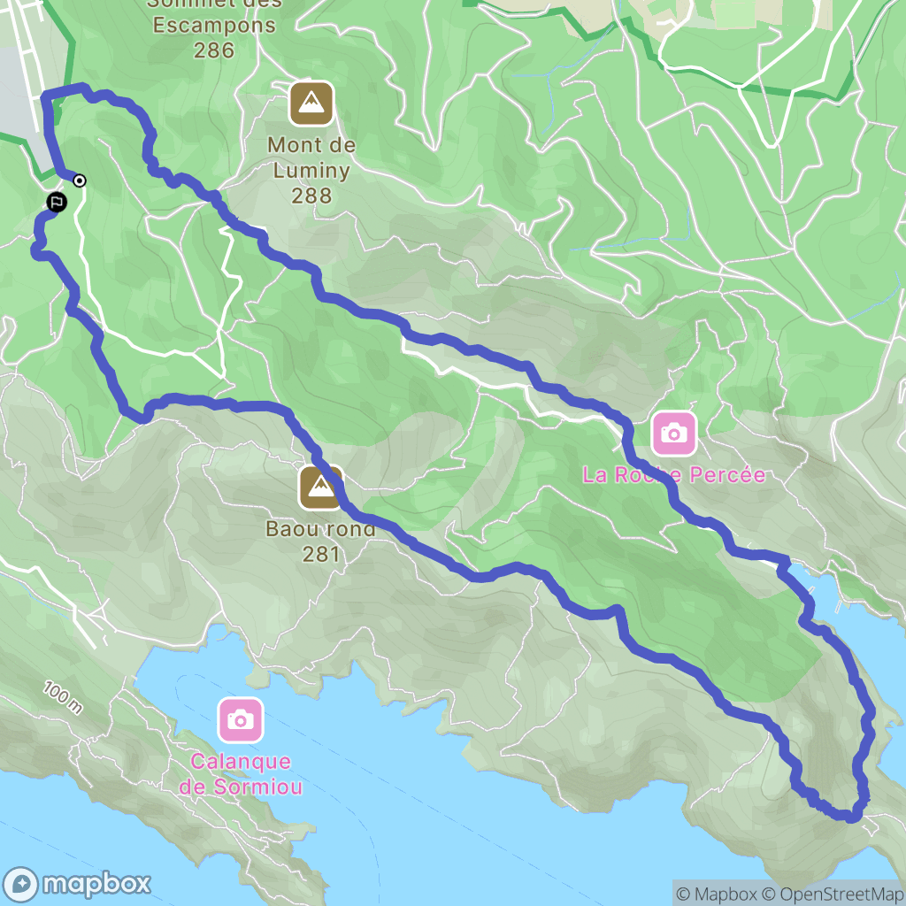 Marseille : carte du parcours de randonnée - France