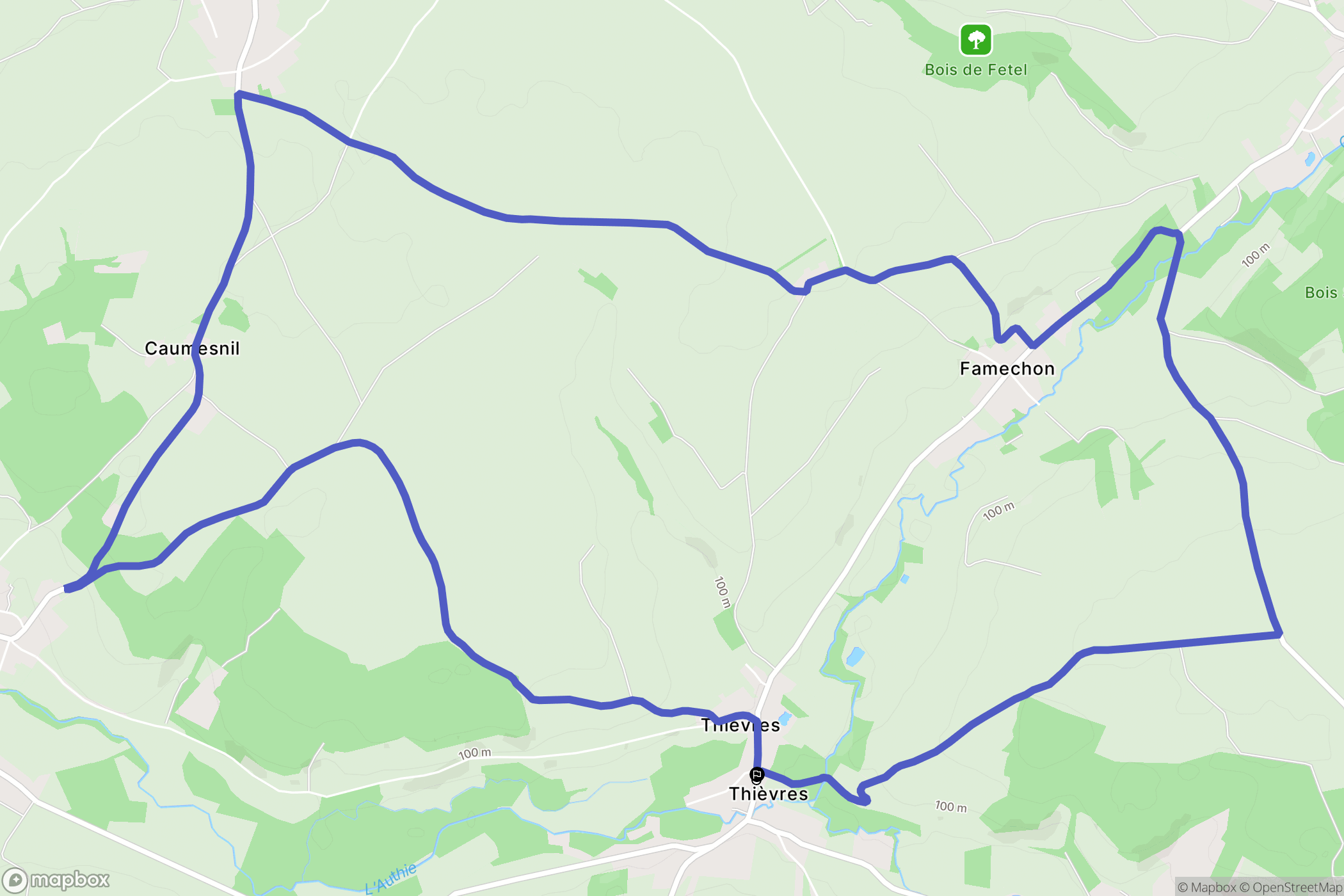 Thièvres : carte du parcours de randonnée - France