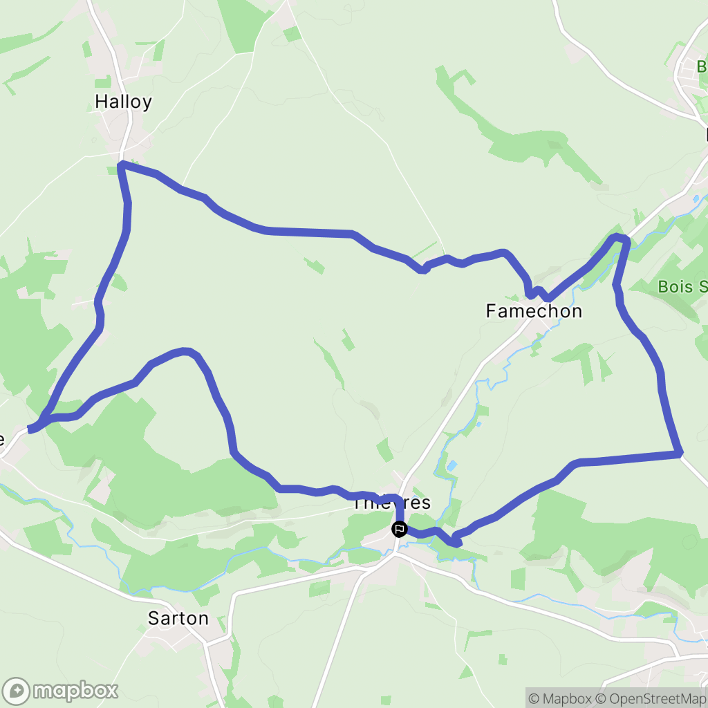 Thièvres : carte du parcours de randonnée - France