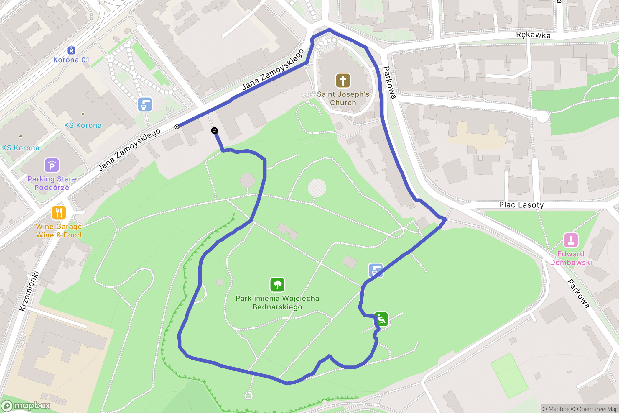 Kraków: mapa trasy - Poland