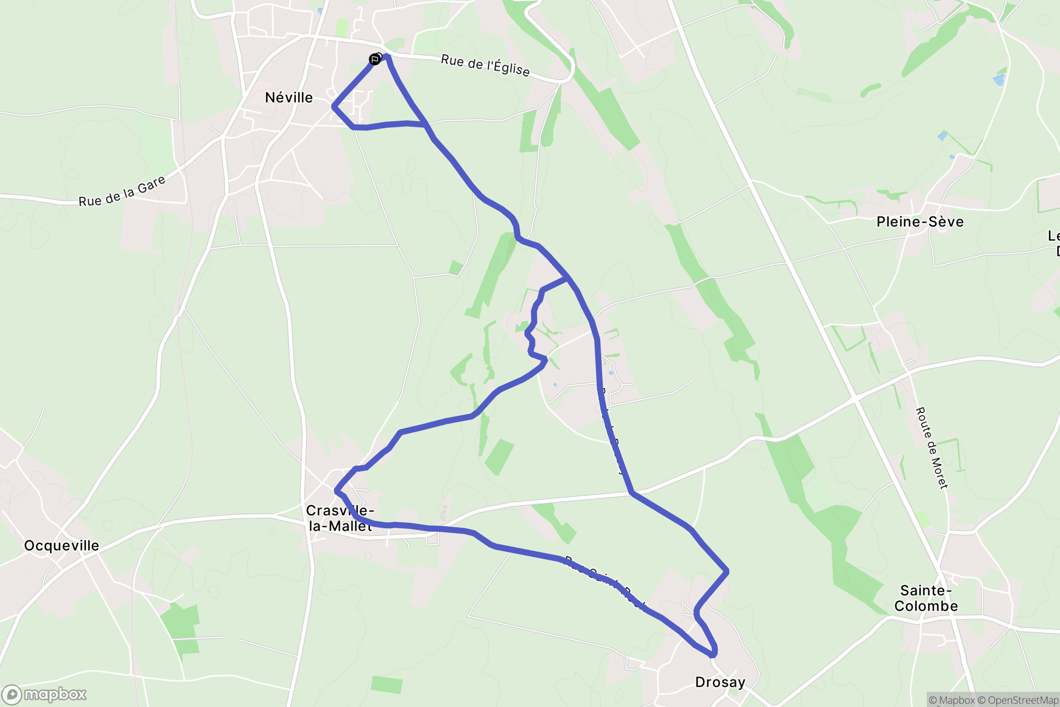 Néville : carte du parcours de randonnée - France
