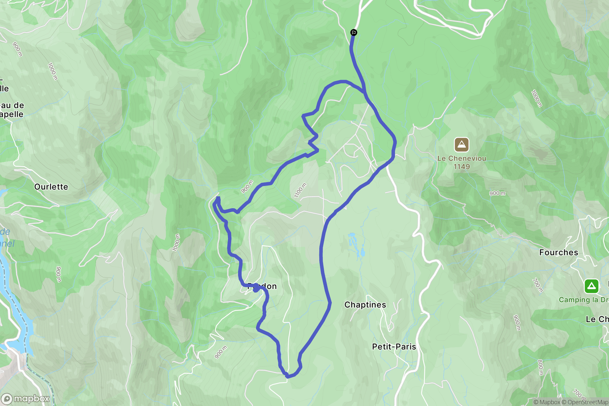 Montselgues : carte du parcours de randonnée - France
