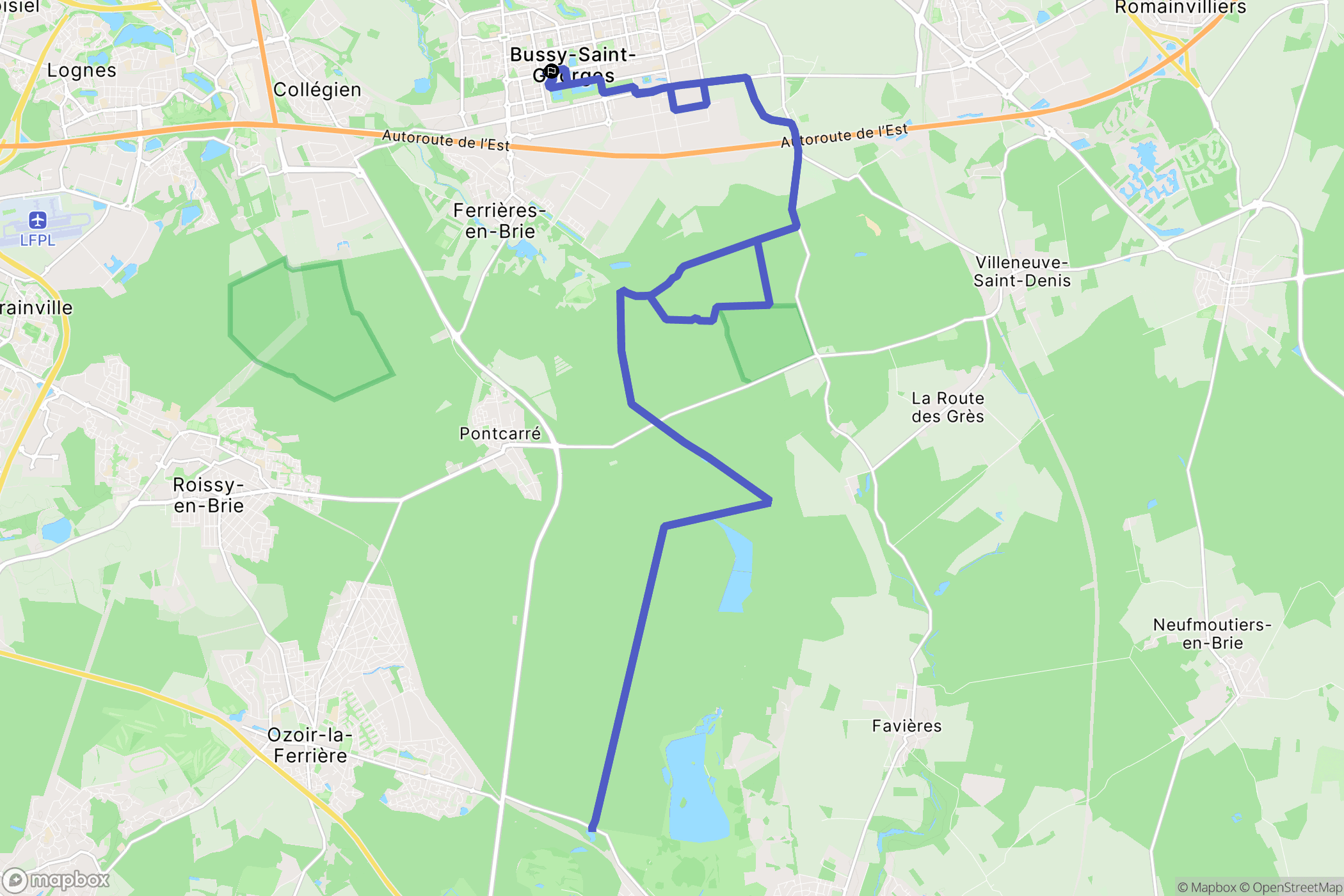 Bussy-Saint-Georges : carte du parcours de randonnée - France