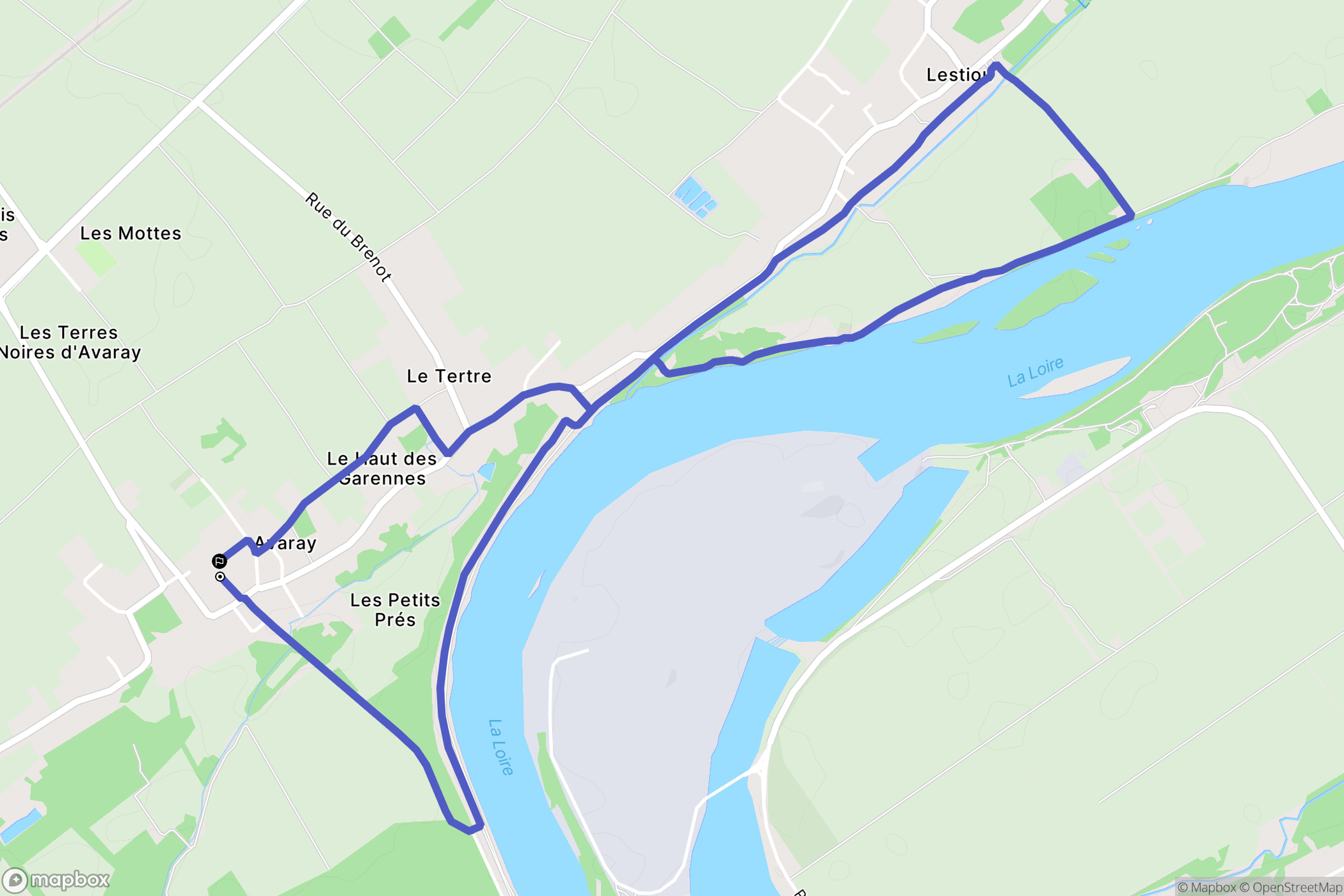 Avaray : carte du parcours de randonnée - France