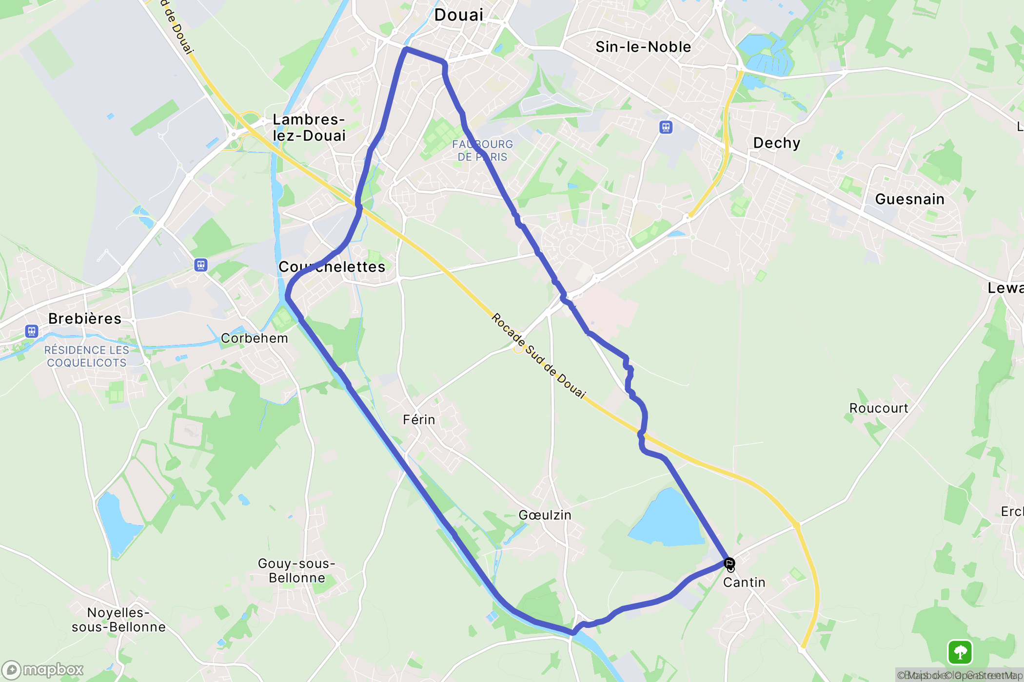 Cantin : carte du parcours de randonnée - France