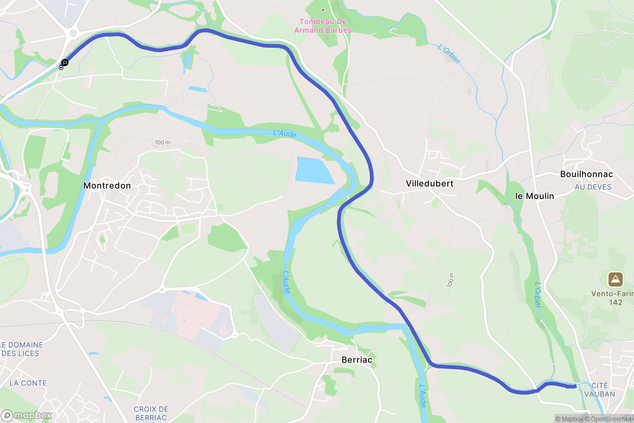 Carcassonne : carte du parcours de randonnée - France