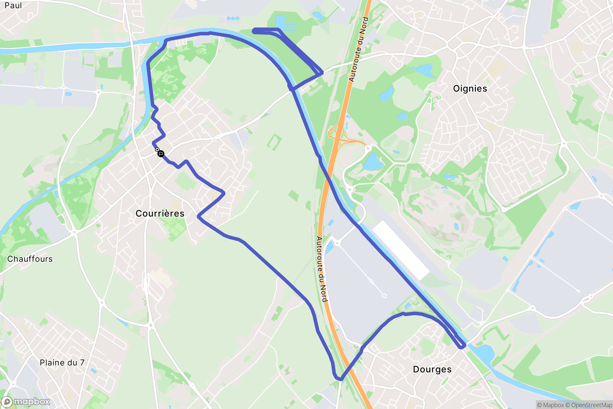 Courrières : carte du parcours de randonnée - France