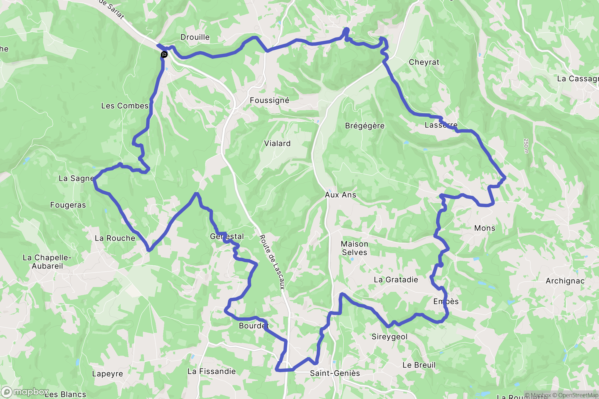 Montignac-Lascaux : carte du parcours de randonnée - France