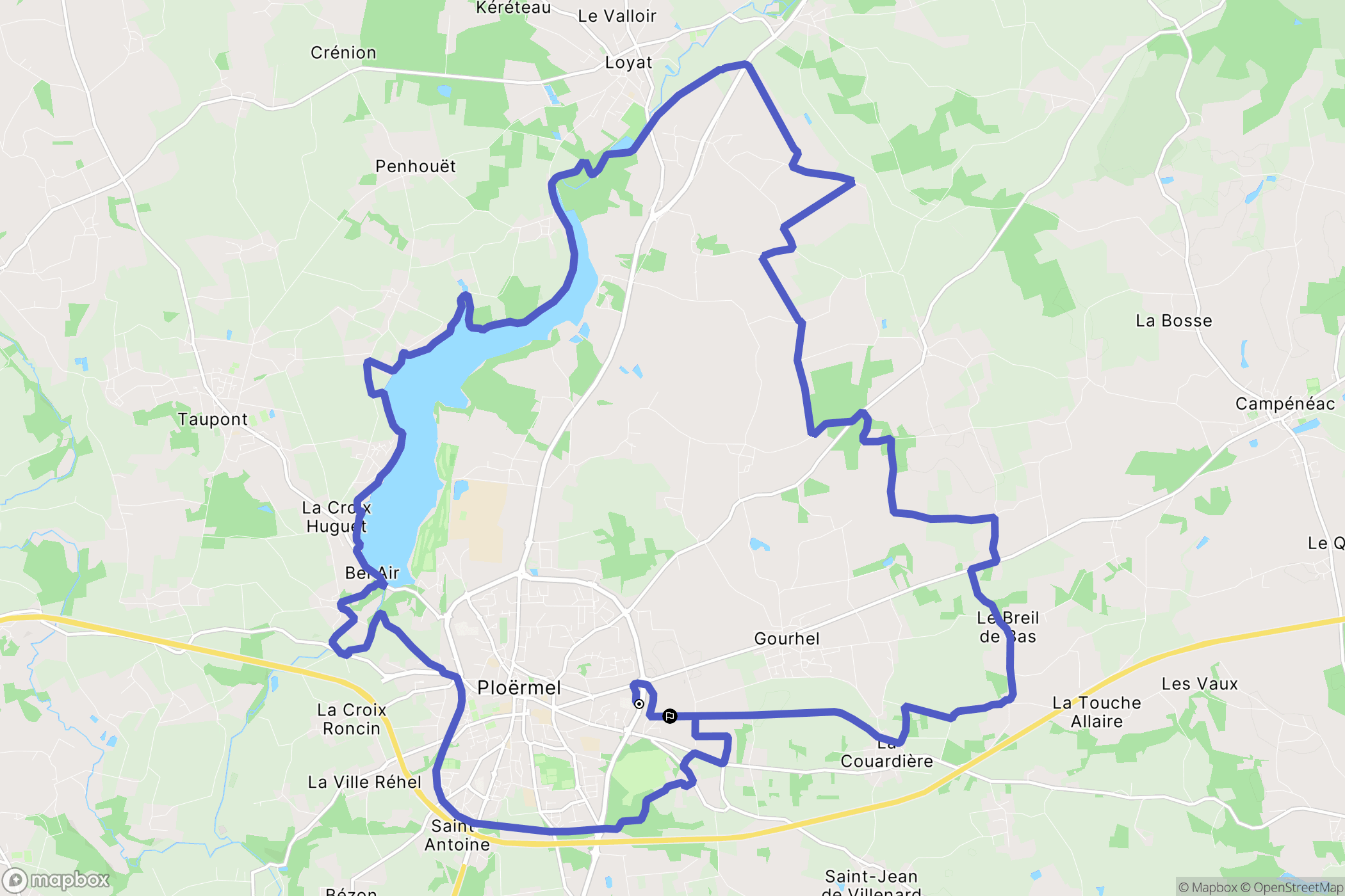 Ploërmel : carte du parcours de randonnée - France