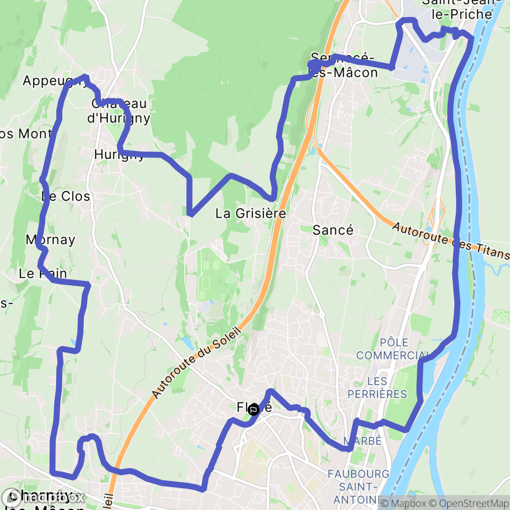 Mâcon : carte du parcours de randonnée - France