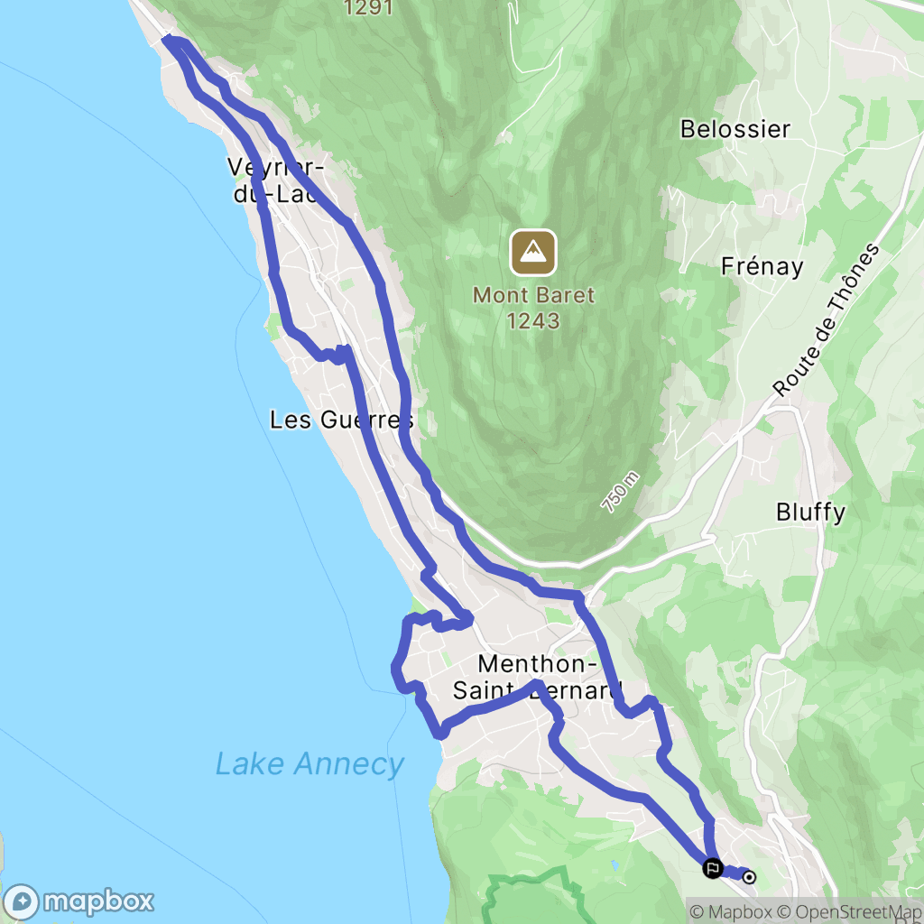 Talloires-Montmin : carte du parcours de randonnée - France