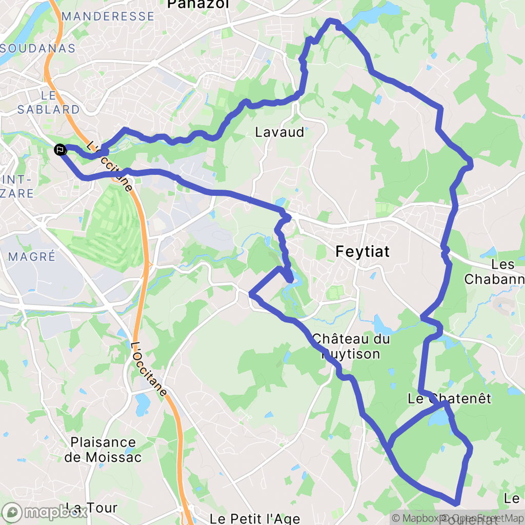 Limoges : carte du parcours de randonnée - France