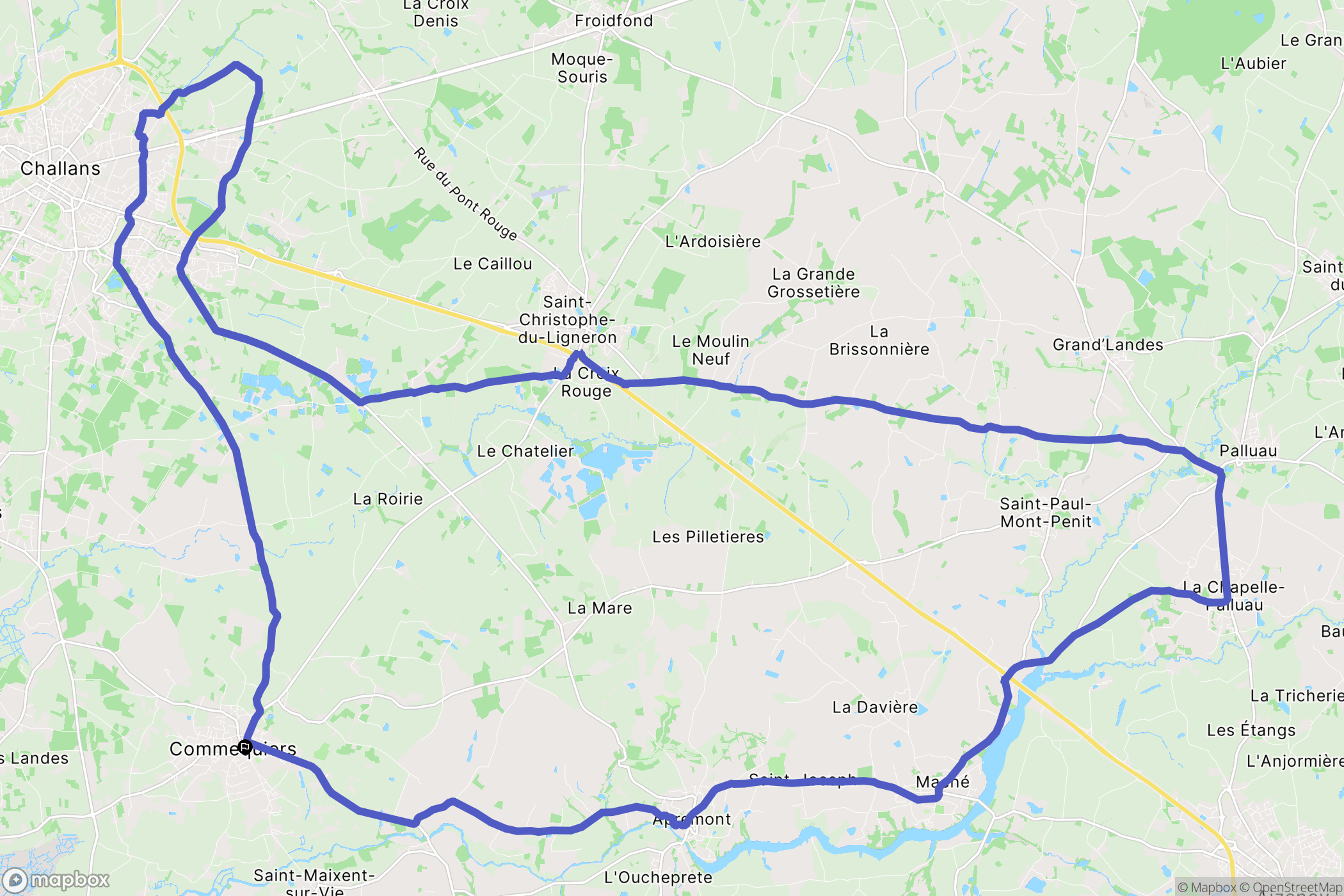 Commequiers : carte du parcours de randonnée - France