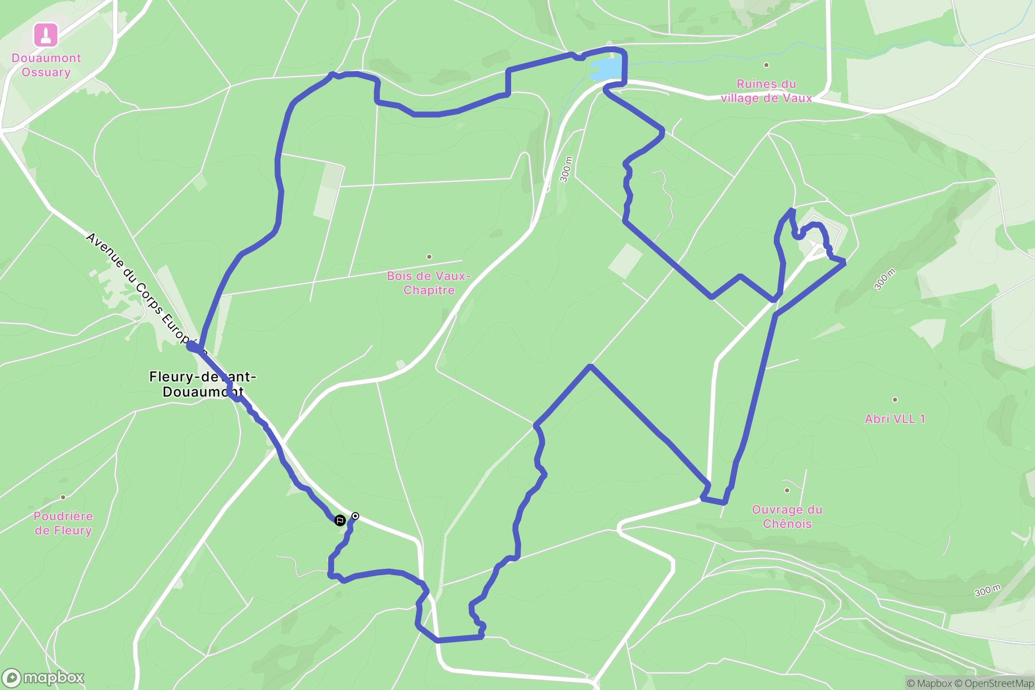 Fleury-devant-Douaumont : carte du parcours de randonnée - France