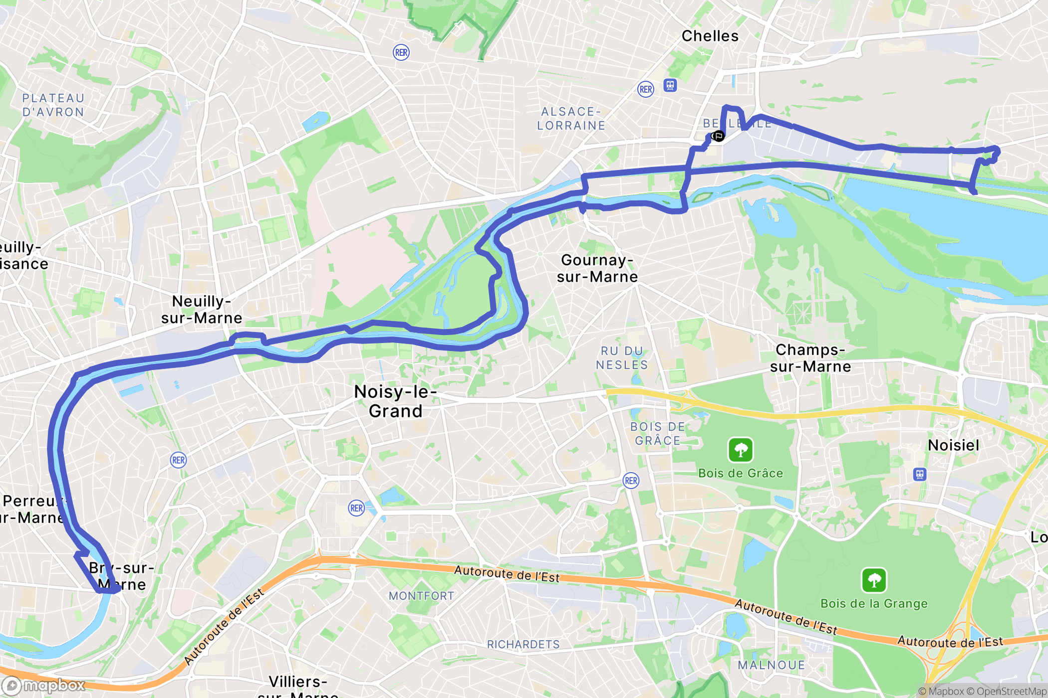 Chelles : carte du parcours de randonnée - France