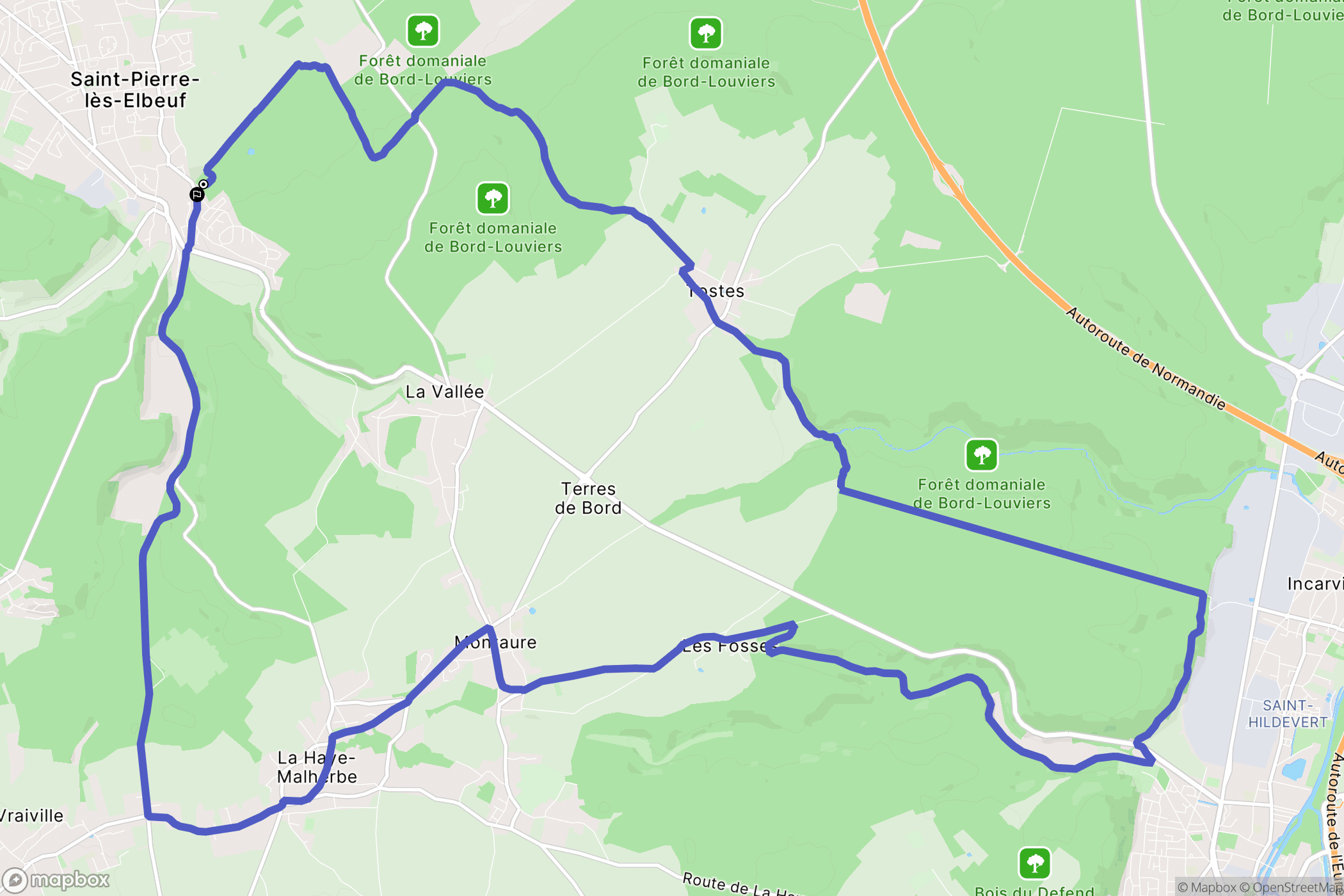 Saint-Pierre-lès-Elbeuf : carte du parcours de randonnée - France