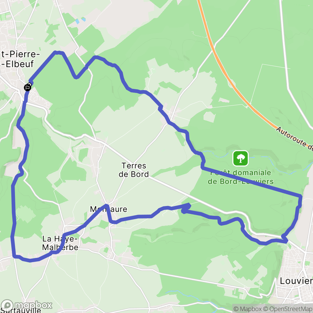 Saint-Pierre-lès-Elbeuf : carte du parcours de randonnée - France