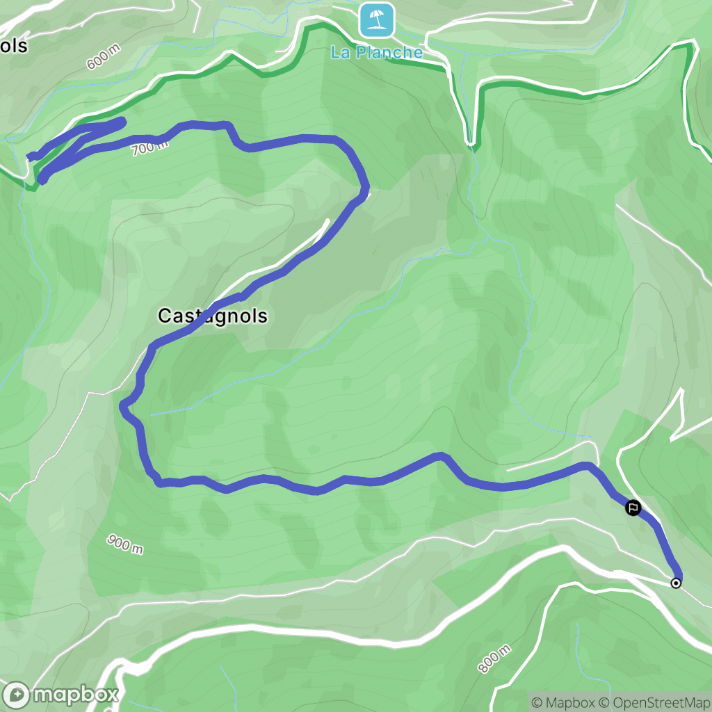 Ventalon en Cévennes : carte du parcours de randonnée - France