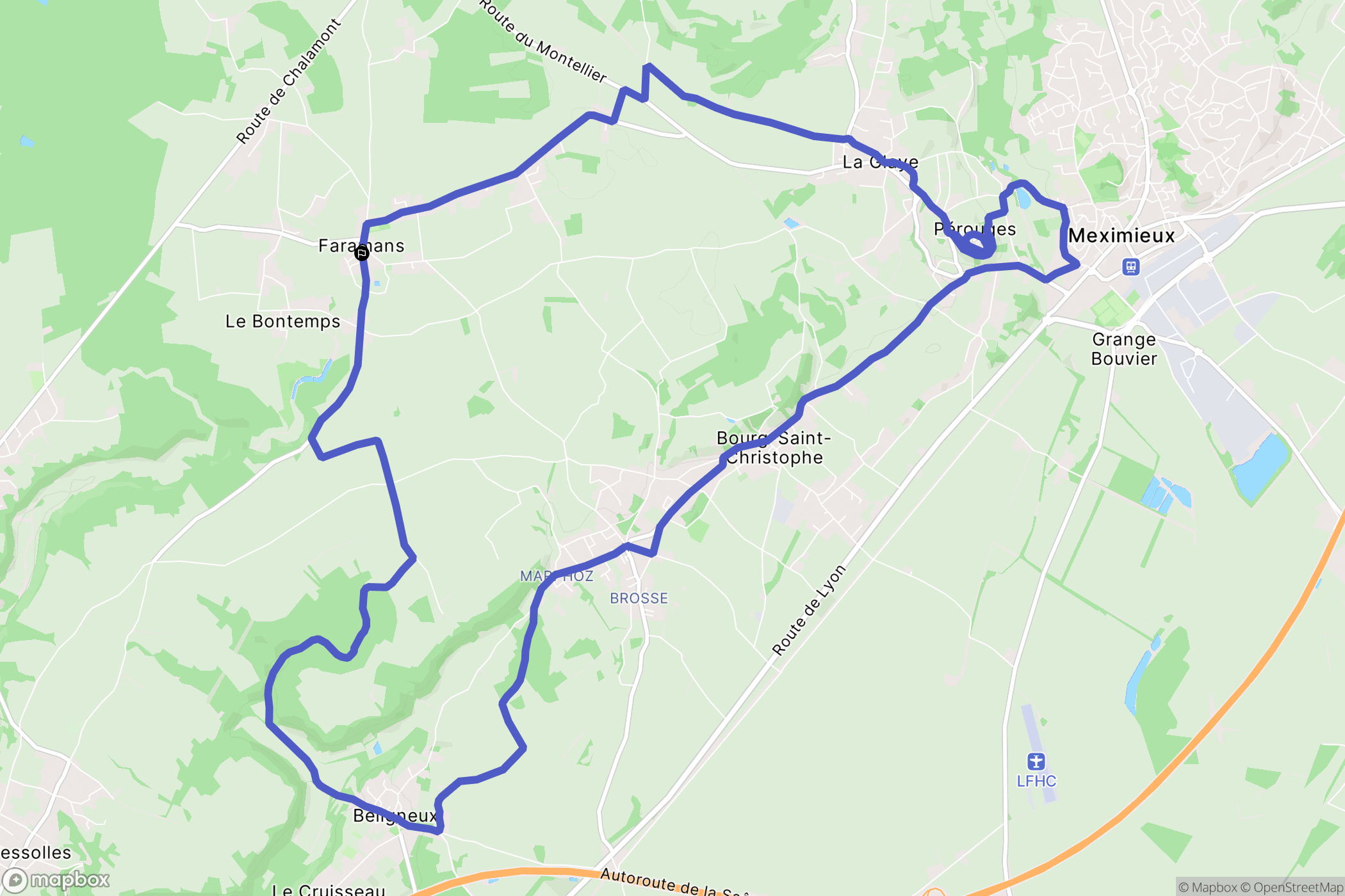Faramans : carte du parcours de randonnée - France