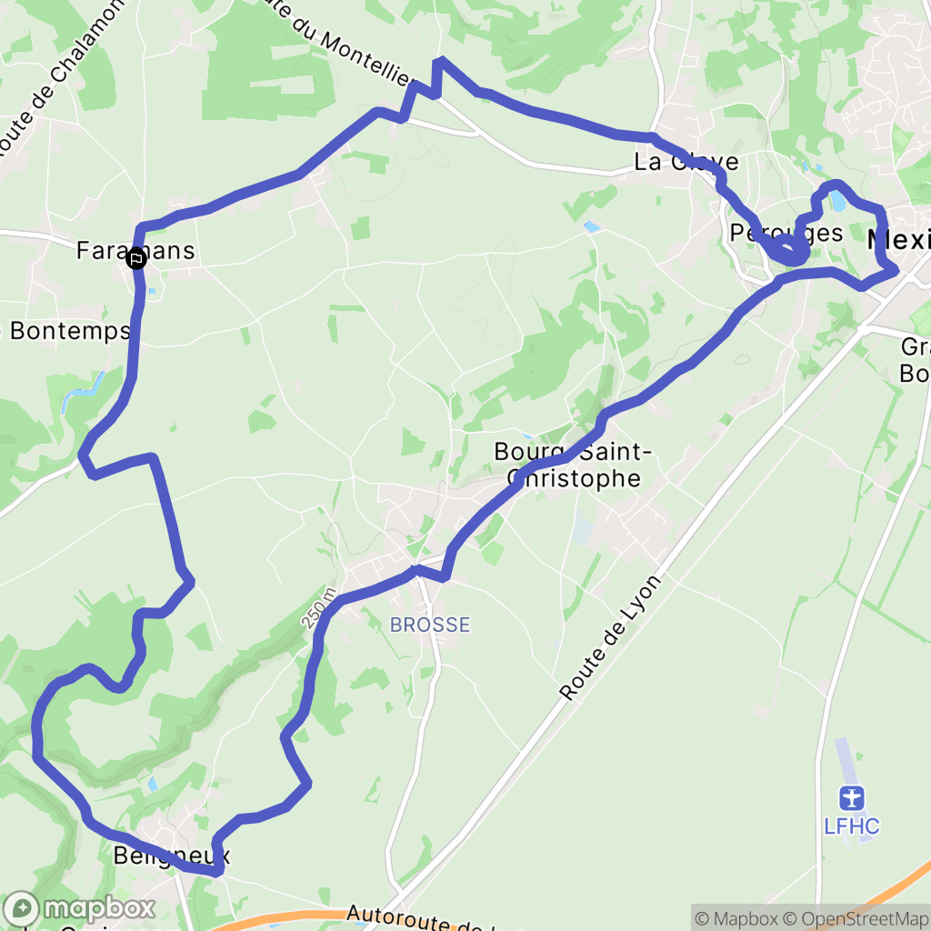 Faramans : carte du parcours de randonnée - France