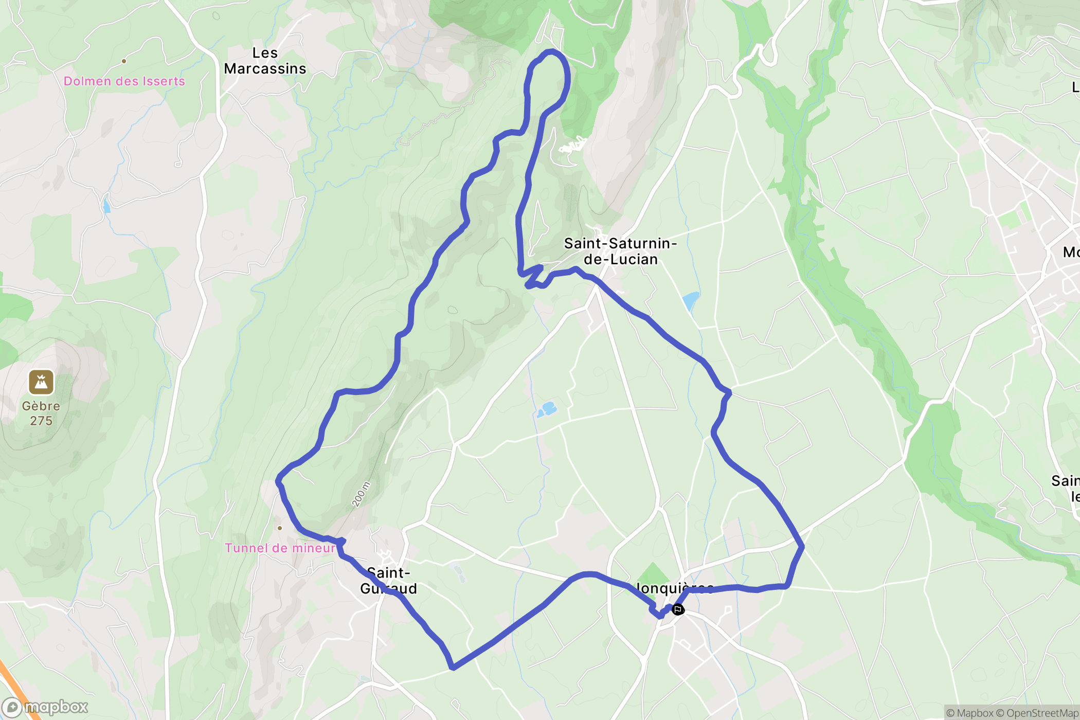 Jonquières : carte du parcours de randonnée - France