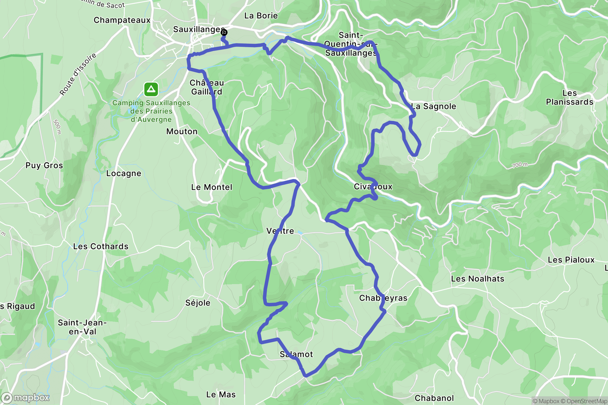 Sauxillanges : carte du parcours de randonnée - France