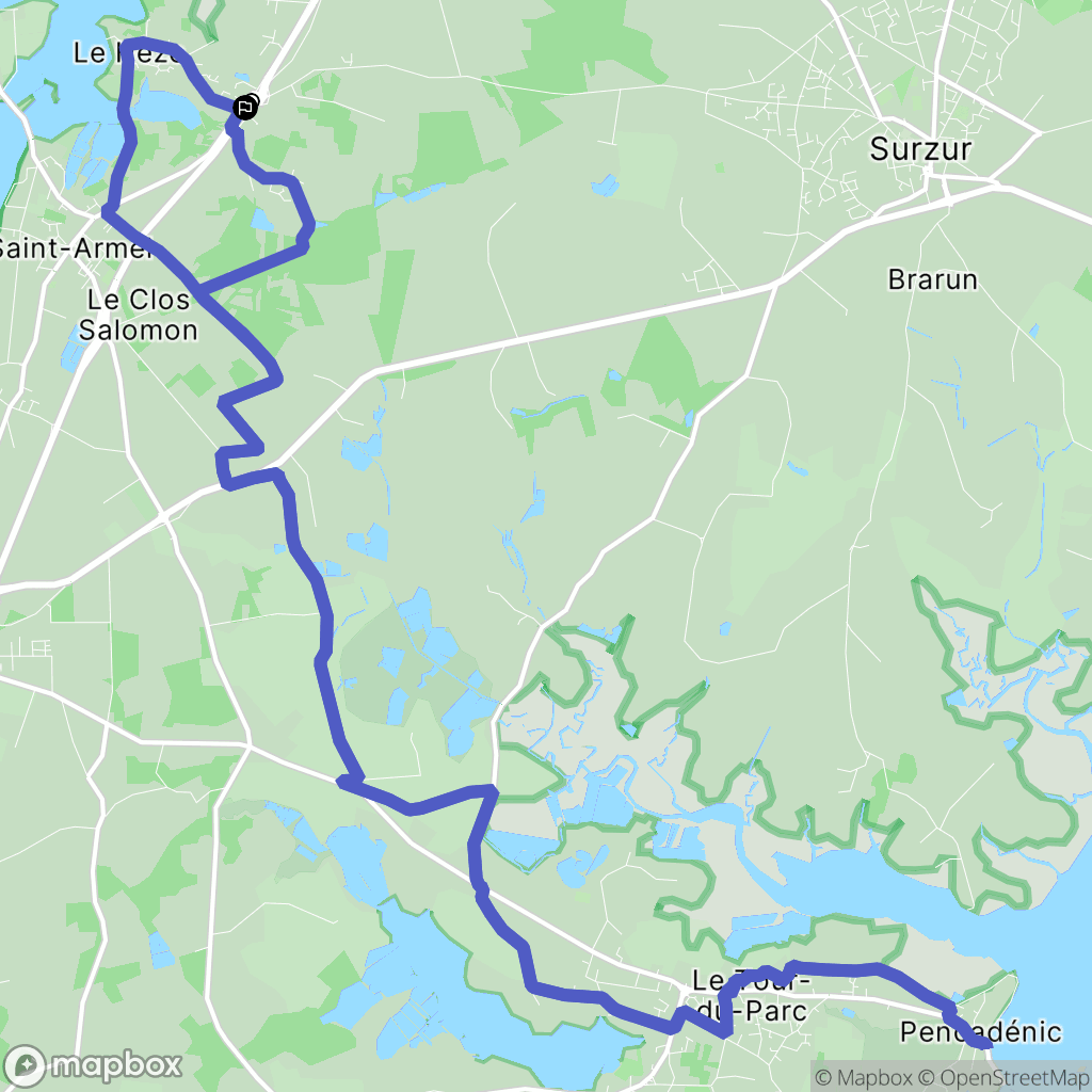 Le Hézo : carte du parcours de randonnée - France