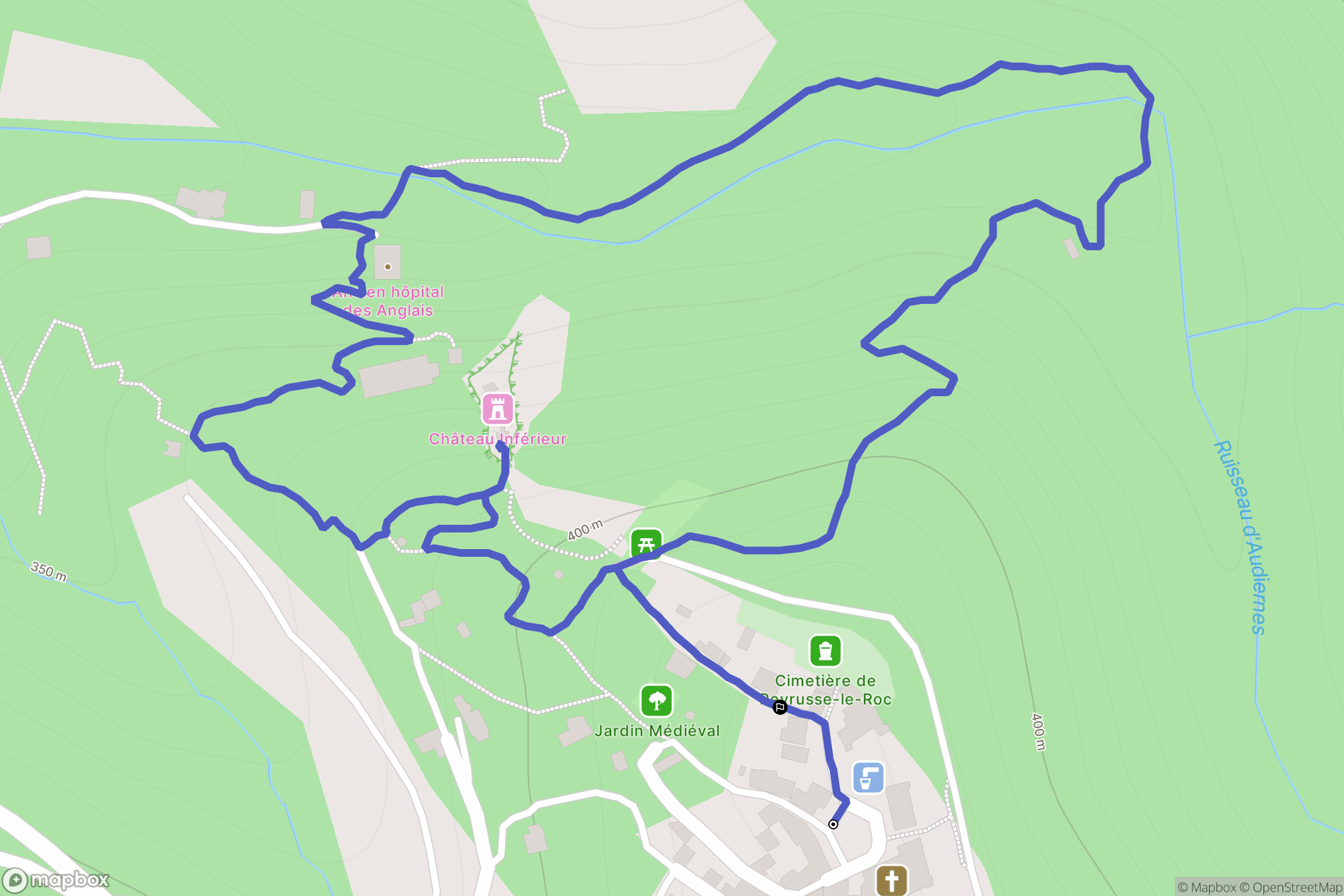 Peyrusse-le-Roc : carte du parcours de randonnée - France