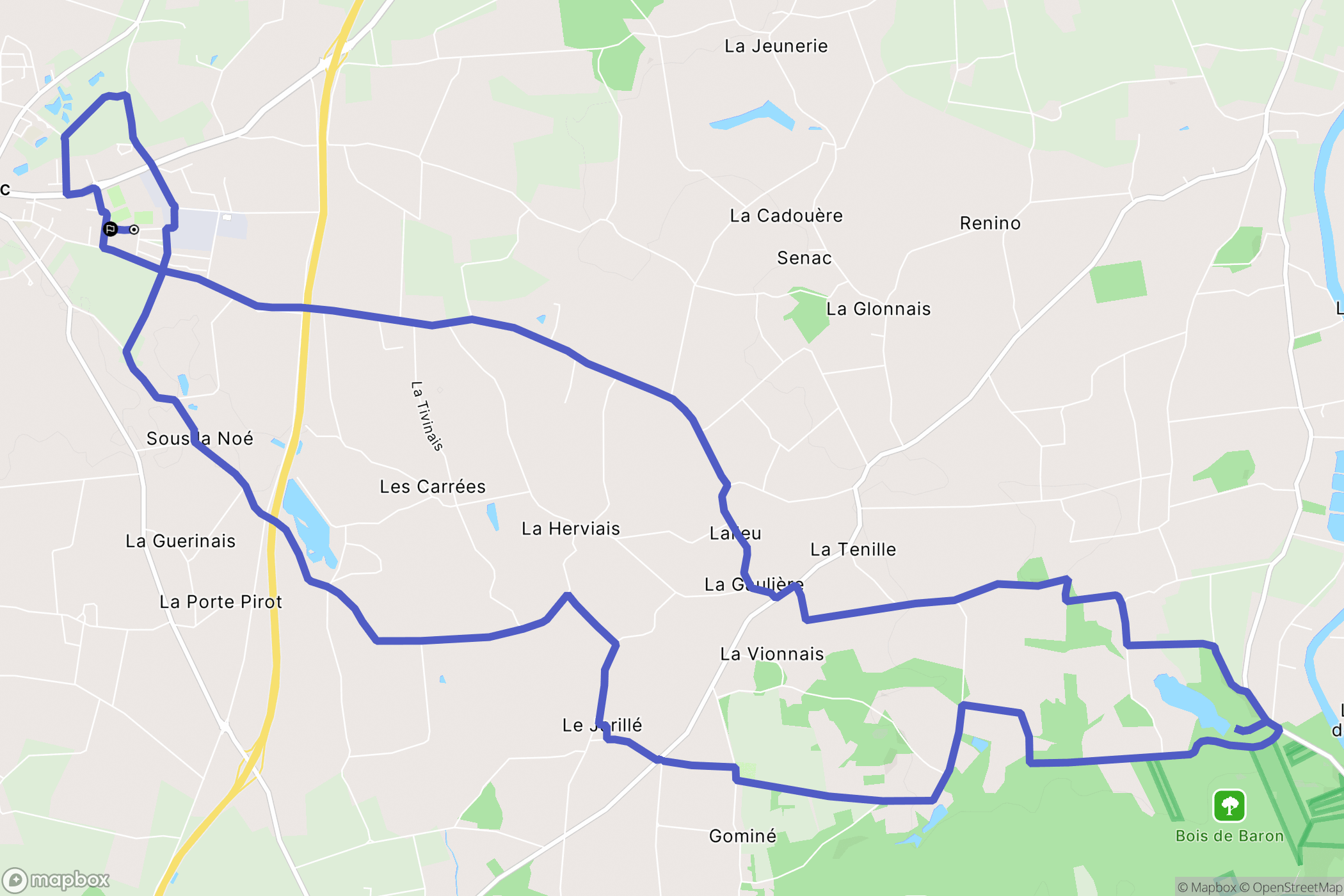 Pipriac : carte du parcours de randonnée - France