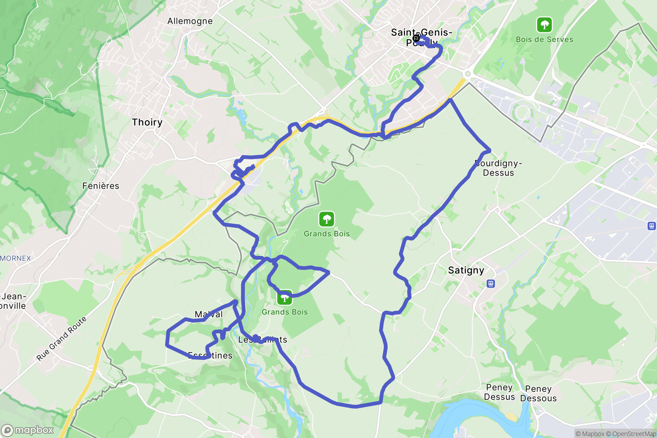 Saint-Genis-Pouilly : carte du parcours de randonnée - France