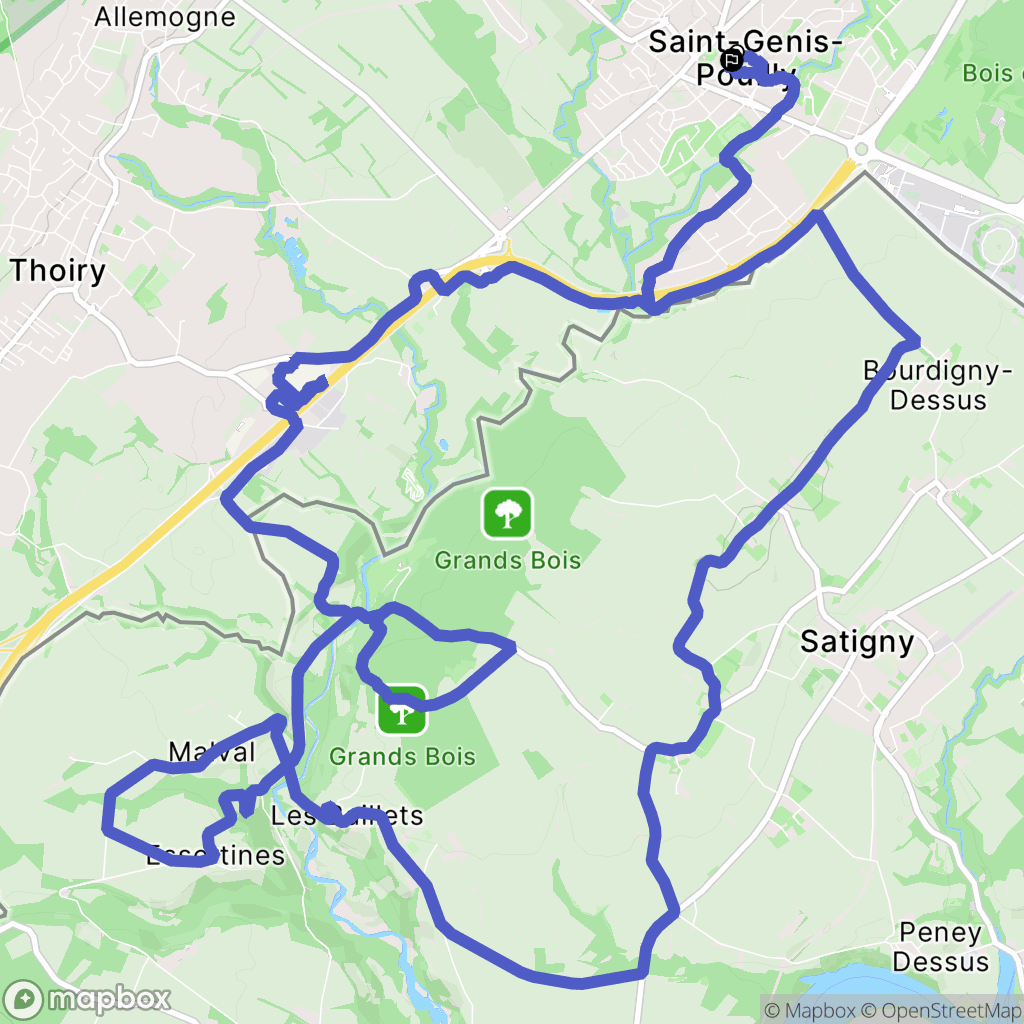 Saint-Genis-Pouilly : carte du parcours de randonnée - France