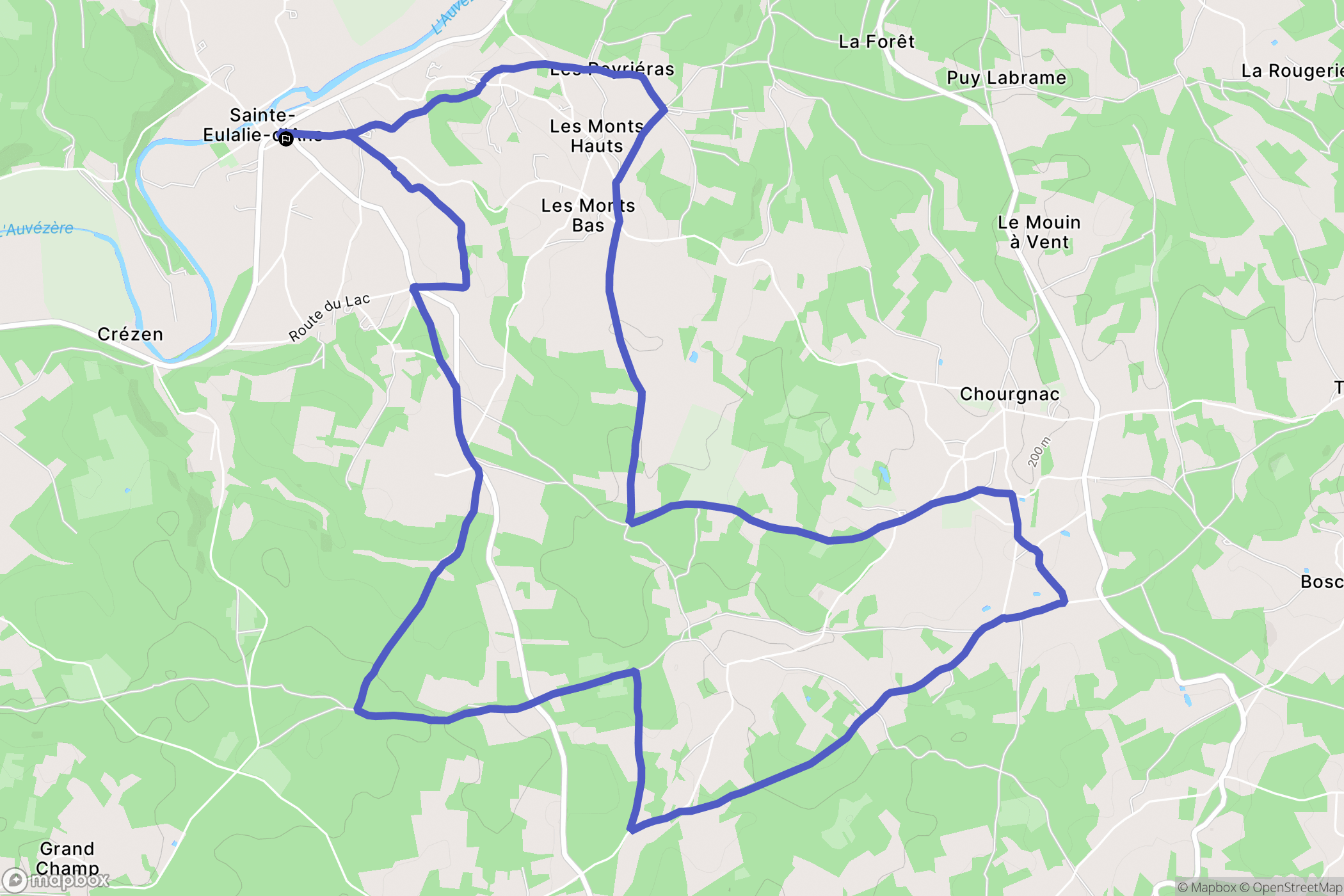 Sainte-Eulalie-d'Ans : carte du parcours de randonnée - France