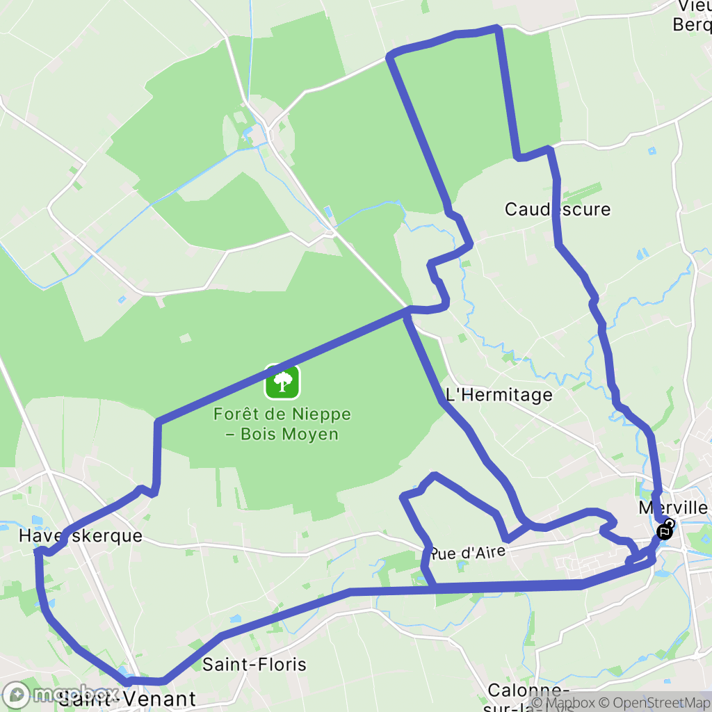 Merville : carte du parcours de randonnée - France