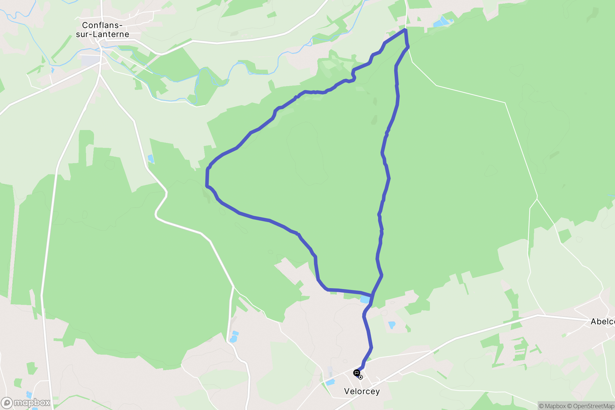 Velorcey : carte du parcours de randonnée - France