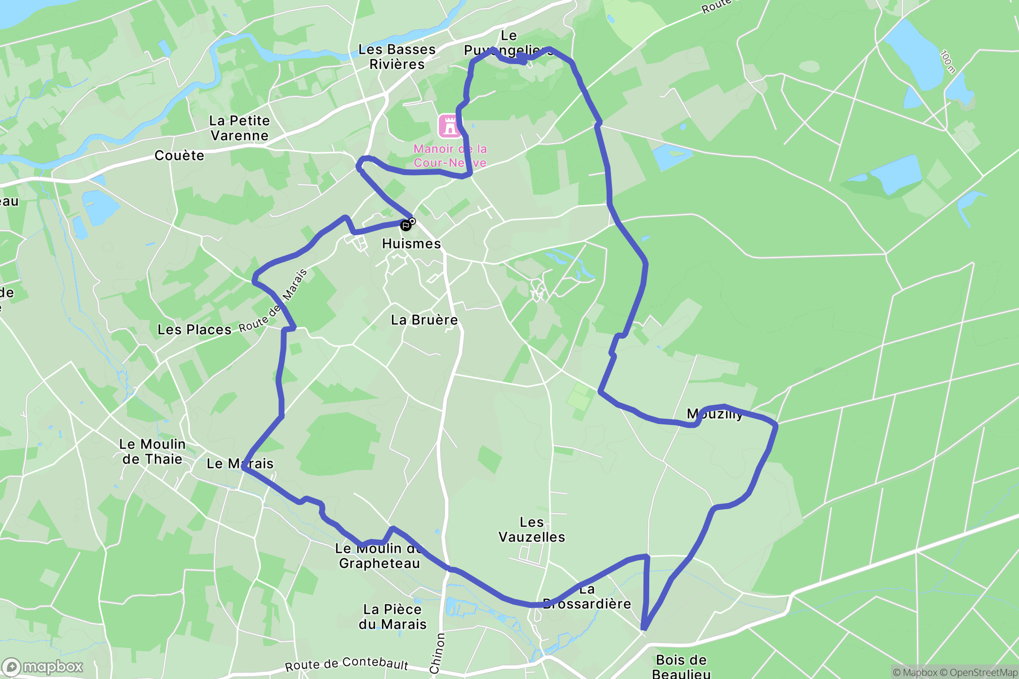 Huismes : carte du parcours de randonnée - France