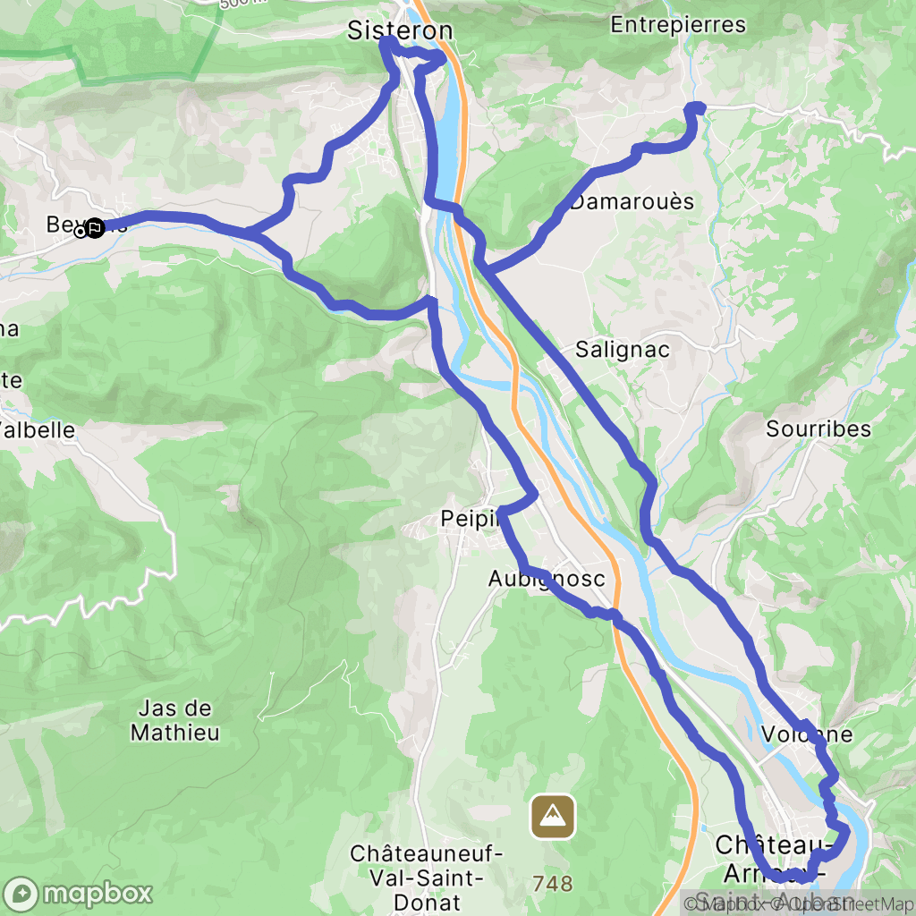 Bevons : carte du parcours de randonnée - France
