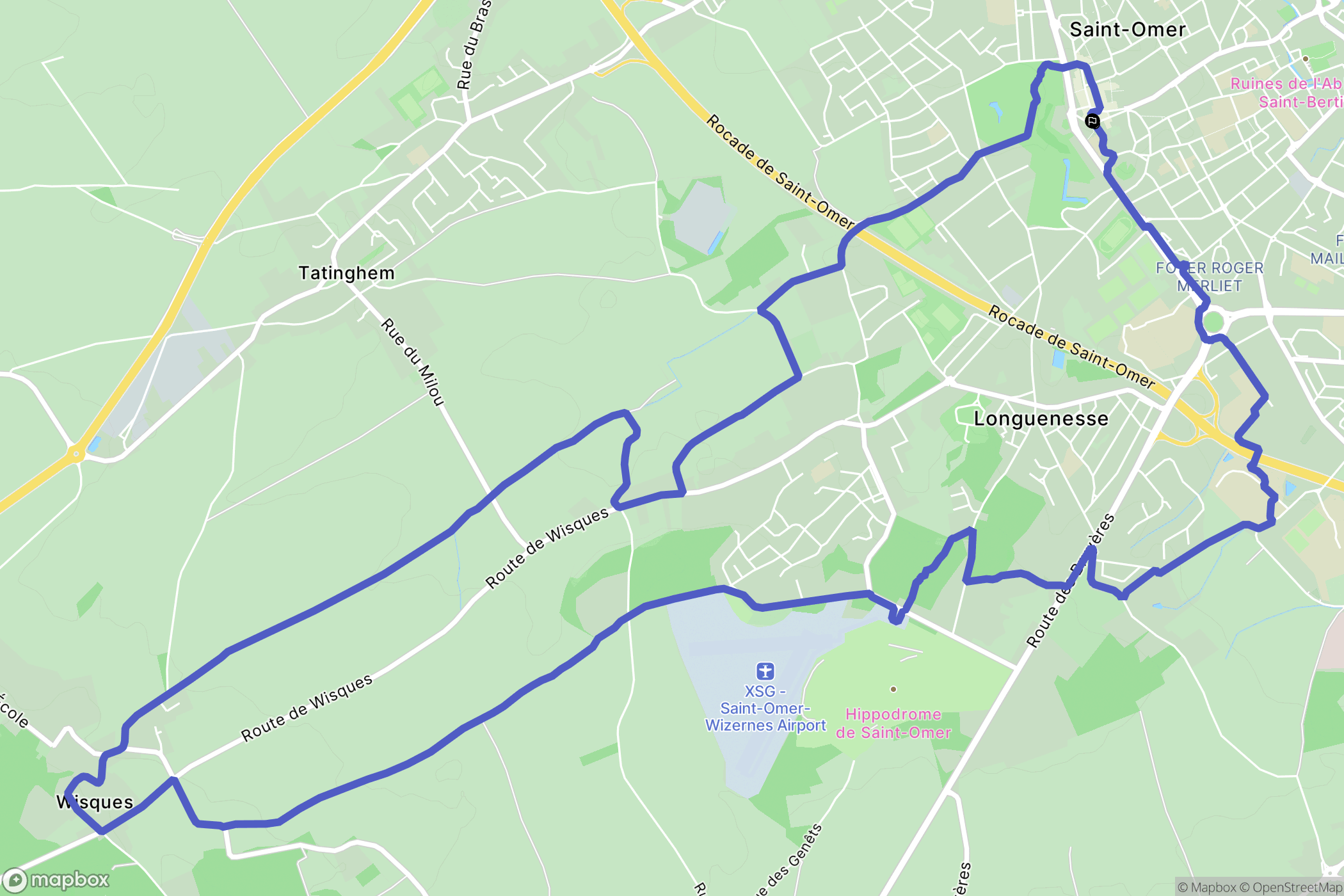 Saint-Omer : carte du parcours de randonnée - France