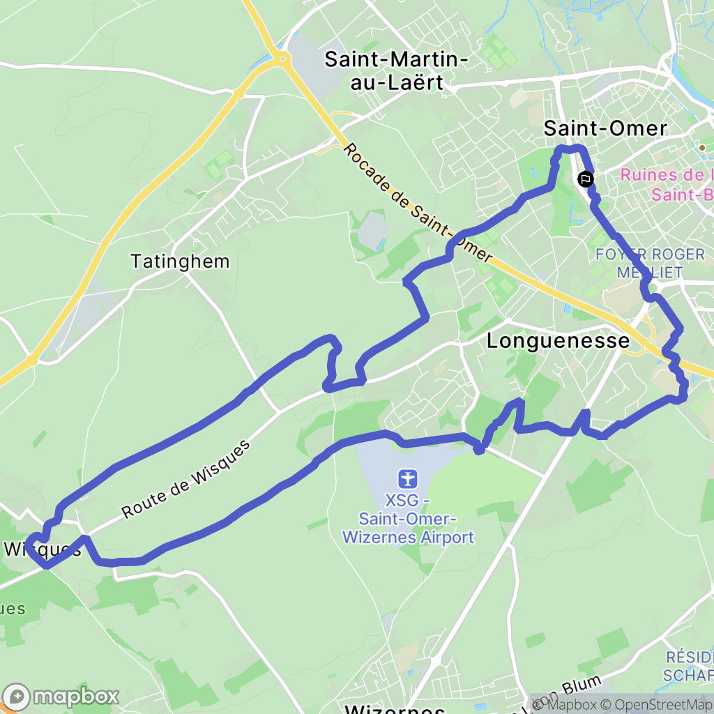Saint-Omer : carte du parcours de randonnée - France